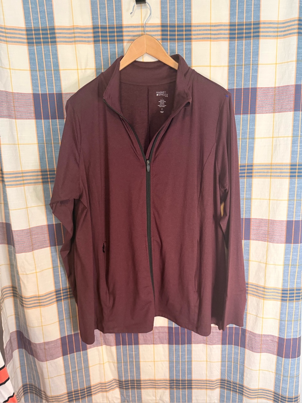 Market & Spruce Women’s Burgundy Lightweight Zip Jacket